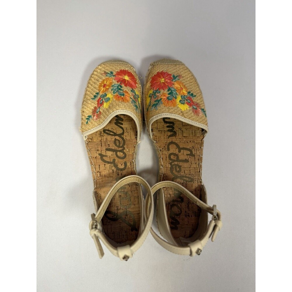 Sam Edelman Jamie 2 Espadrille Flats 8M Floral Embroidered Raffia - Picture 8 of 12